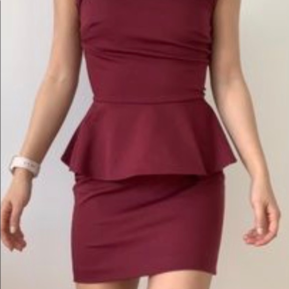 H&M Burgundy Peplum Dress - Picture 3 of 5